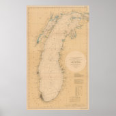 Vintage Karte des Michigansees (1898) Poster (Vorne)