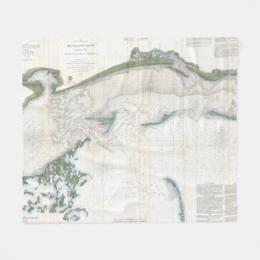Vintage Karte des "Mississippi Sound" (1866) Fleecedecke (Vorderseite (Horizontal))
