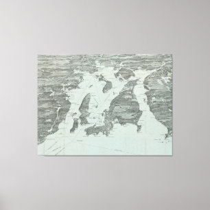 Vintage Karte des Narragansett Bay (1907) Leinwanddruck