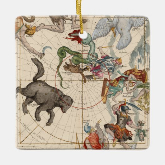 Vintage Karte des Nordpols Keramikornament (Vorderseite)