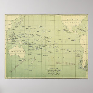 Vintage Karte des Pazifiks (1874) Poster