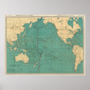 Vintage Karte des Pazifiks (1924) Poster