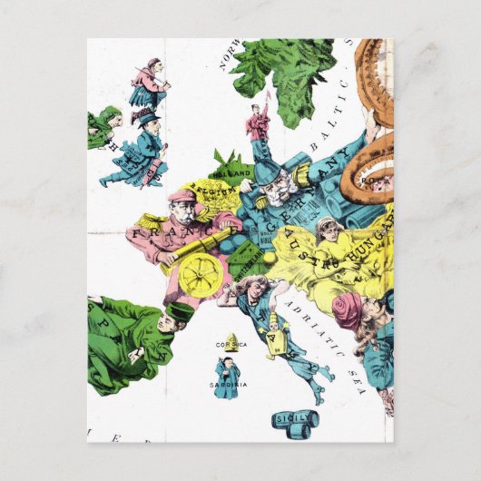 Vintage Karte des politischen Cartoon Europas (187 (Vorderseite)