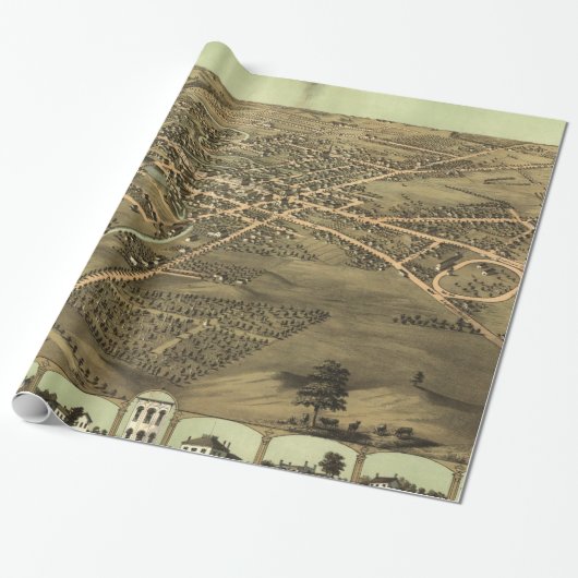 Vintage Karte des Pontiac Michigan (1867) Geschenkpapier (Ungerollt)