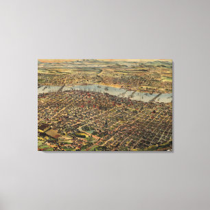 Vintage Karte des Portland Oregon (1890) Leinwanddruck