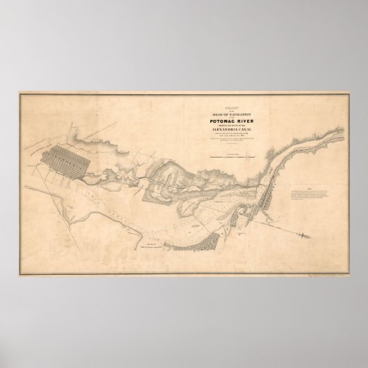 Vintage Karte des Potomac River (1838) Poster (Vorne)