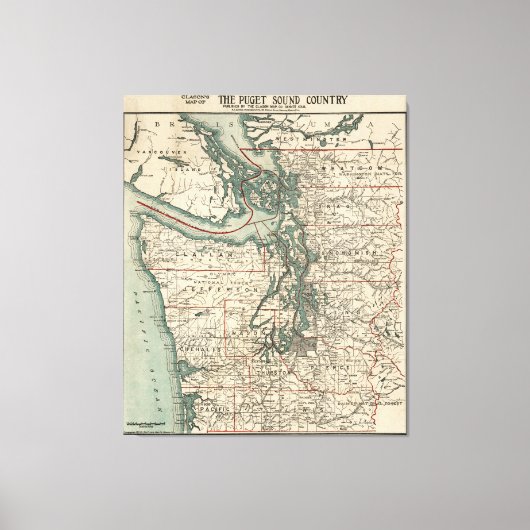 Vintage Karte des Puget Sound (1910) Leinwanddruck (Vorderseite)