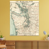 Vintage Karte des Puget Sound (1910) Leinwanddruck (Insitu (Wohnzimmer))