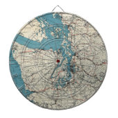 Vintage Karte des Puget Sound (1919) Dartscheibe (vorne)