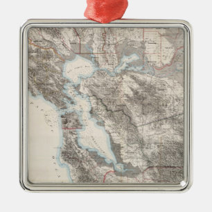Vintage Karte des San Francisco Bay (1873) Ornament Aus Metall