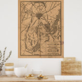 Vintage Karte des Schlachtfeldes von Gettysburg (1 Poster (Küche)