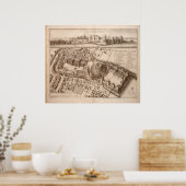 Vintage Karte des Schlosses Windsor (1677) Poster (Küche)