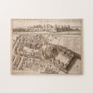 Vintage Karte des Schlosses Windsor (1677) Puzzle