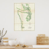 Vintage Karte des Staat Coastal Washington (1857) Poster (Küche)