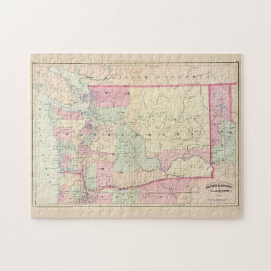 Vintage Karte des Staat Washington (1874) Puzzle (Horizontal)