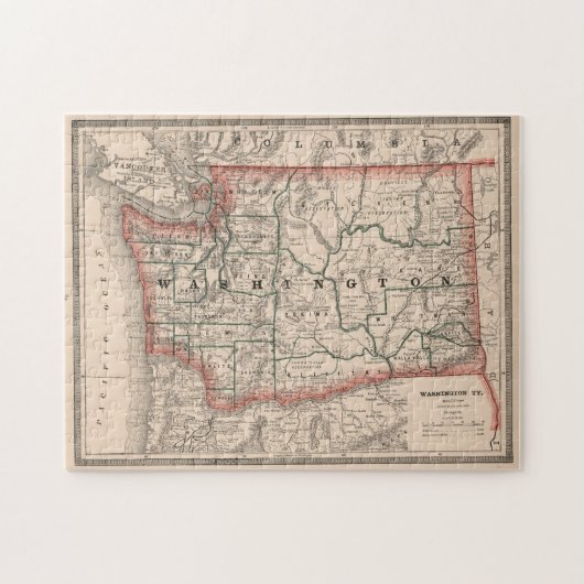 Vintage Karte des Staat Washington (1883) Puzzle (Horizontal)