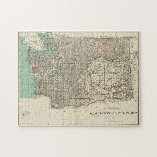 Vintage Karte des Staat Washington (1887) Puzzle (Horizontal)