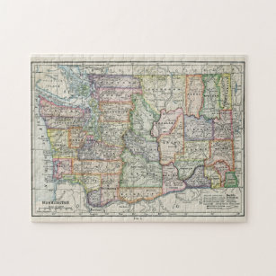 Vintage Karte des Staat Washington (1914) Puzzle