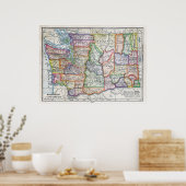 Vintage Karte des Staat Washington Poster (Küche)