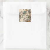 Vintage Karte des Südpols Quadratischer Aufkleber (Tasche)