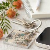 Vintage Karte des Südpols Schlüsselanhänger (Vorderseite rechts)