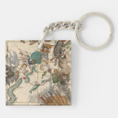 Vintage Karte des Südpols Schlüsselanhänger (Rückseite)