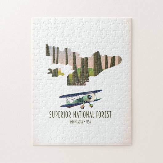Vintage Karte des überragenden Nationalwaldes Minn Puzzle (Vertikal)