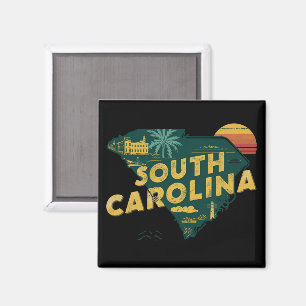 Vintage-Karte des US-Bundesstaates South Carolina Magnet