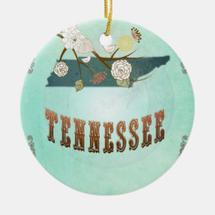 Vintage-Karte des US-Bundesstaates Tennessee – Tür Keramikornament