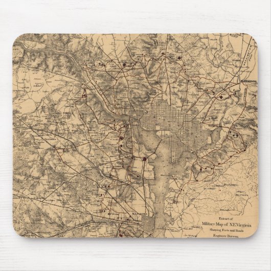 Vintage Karte des Washington DC Gebiets (1865) Mousepad (Vorne)