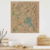 Vintage Karte des Yellowstone-Nationalparks (1914) Poster (Küche)