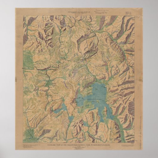 Vintage Karte des Yellowstone-Nationalparks (1914) Poster (Vorne)