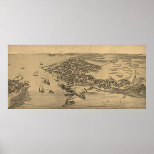 Vintage Karte des Zedernschlüssels FL (1884) Poster