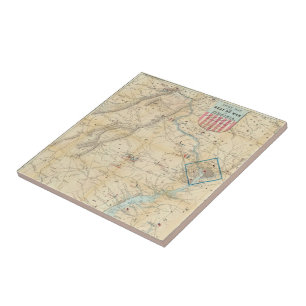 Vintage Karte des Zivilen Nordens Virginias (1862) Fliese