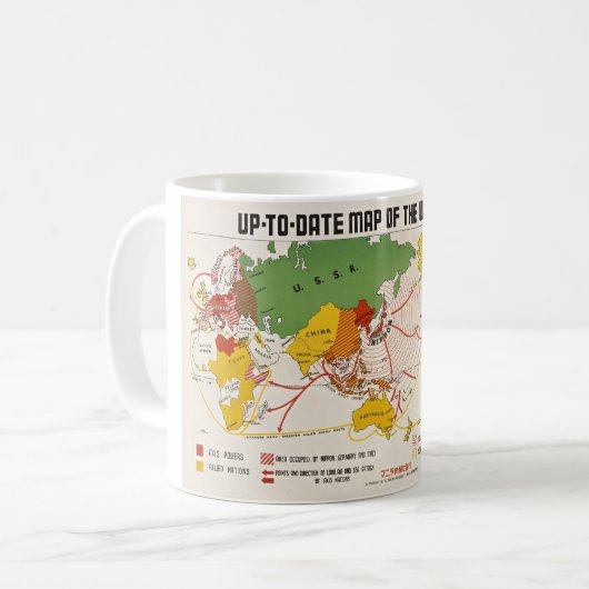 Vintage Karte des Zweiten Weltkriegs Kaffeetasse (Vorderseite Links)