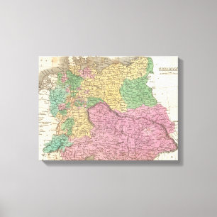 Vintage Karte Deutschlands (1827) Leinwanddruck