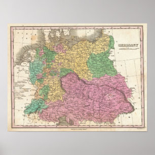 Vintage Karte Deutschlands (1827) Poster