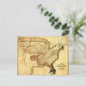 Vintage Karte, die Amerika als Adler darstellt Postkarte (Stehend Vorderseite)