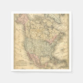 Vintage Karte Drucken Nordamerikas Serviette (Vorderseite)