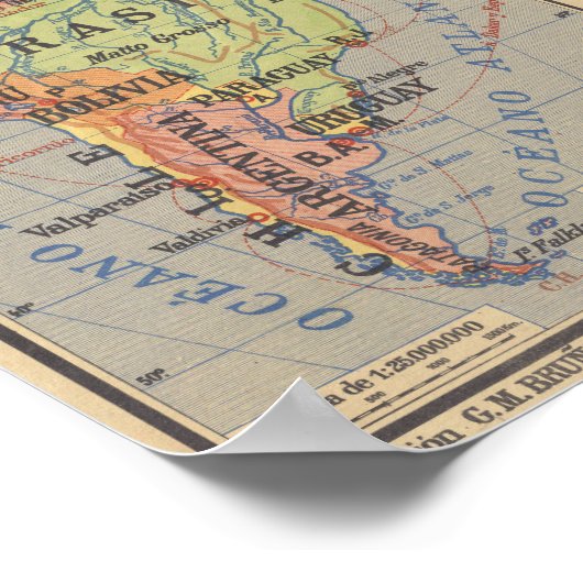 Vintage Karte Ecuadors (1913) Poster (Ecke)