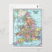Vintage Karte - England & Wales (Vorne/Hinten)