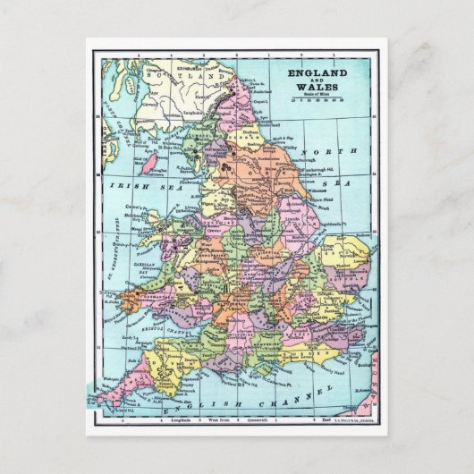 Vintage Karte - England & Wales (Vorderseite)