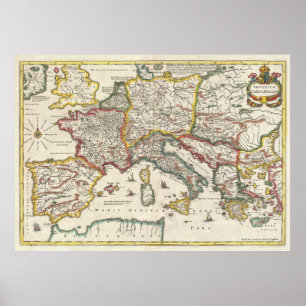 Vintage Karte Europas (1657) Poster