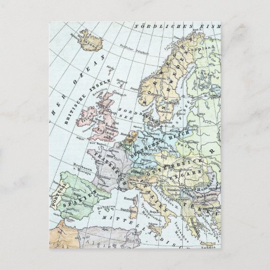 Vintage Karte Europas (1899) (Vorderseite)