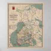 Vintage Karte Finnlands (1860) Poster (Vorne)