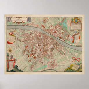 Vintage Karte Florenz Italien (1755) Poster