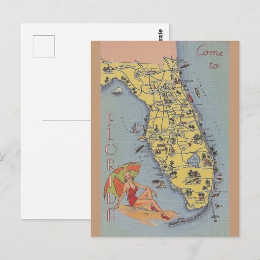 Vintage Karte Florida (Vorne/Hinten)