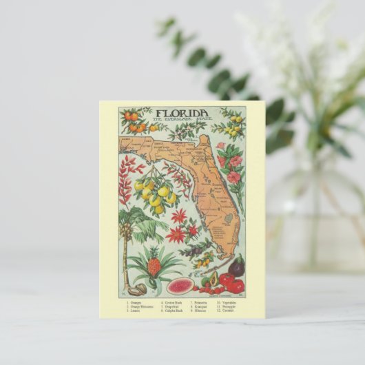 Vintage Karte Florida (Stehend Vorderseite)