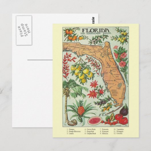 Vintage Karte Florida (Vorne/Hinten)