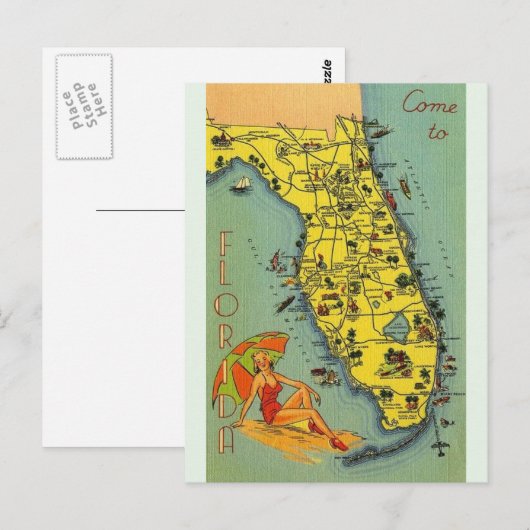 Vintage Karte Florida (Vorne/Hinten)